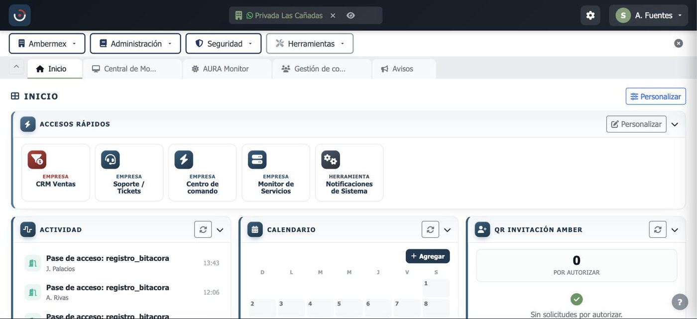 Pantalla real del panel para el rol elegido