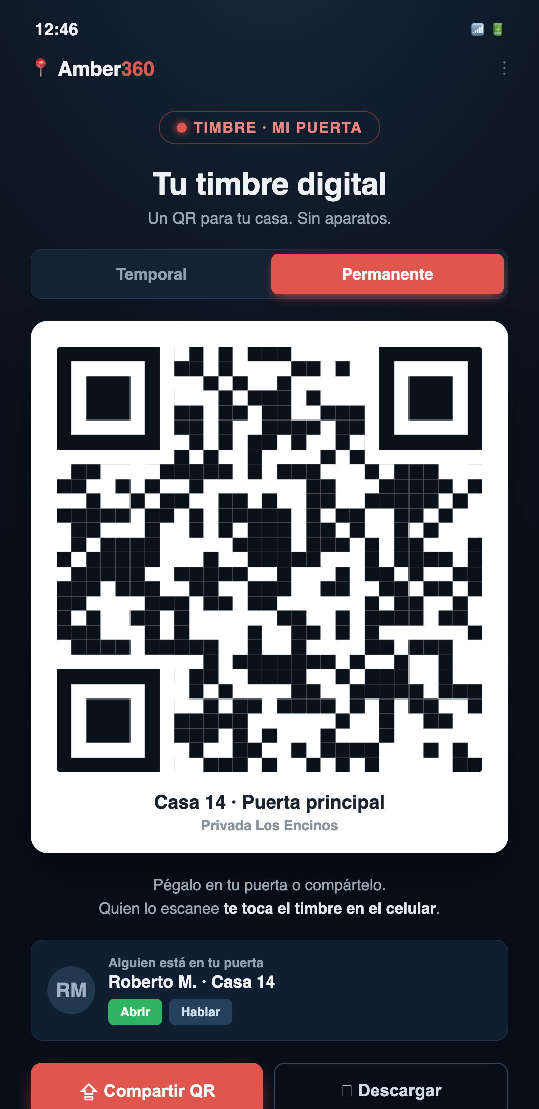 El Timbre — llamada entrante del visitante en la app